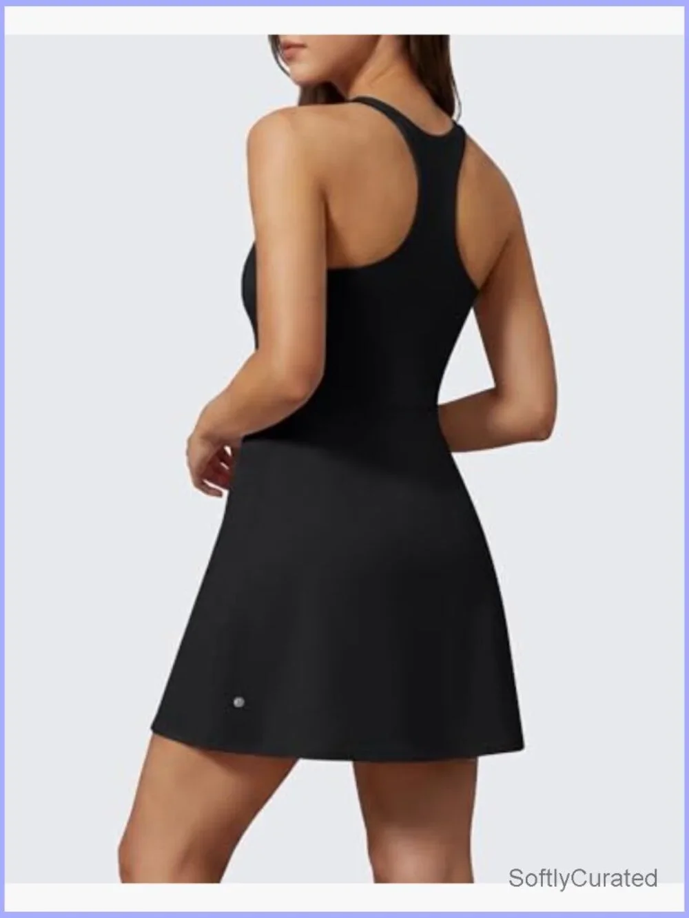 Racerback Tennis Dress with Built-in Bra & Shorts U Neck Active Dress - Picture 1 of 6